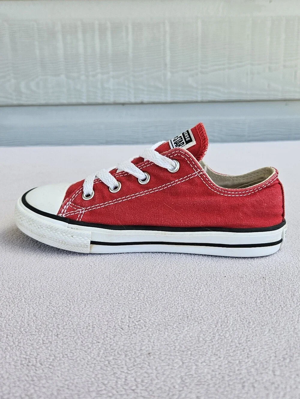 Converse CTAS Low Top Canvas Sneakers Toddler SZ 10 Red White Laces
